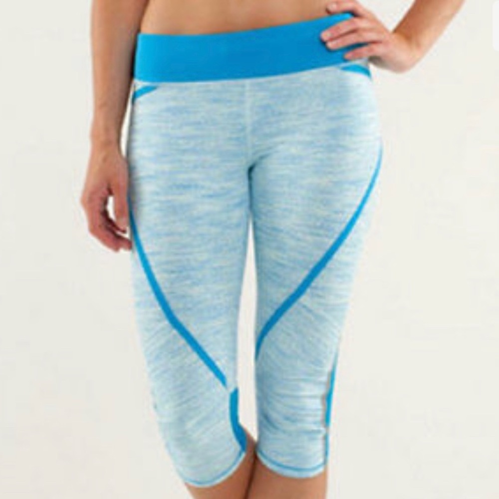 Lululemon Athletica Run Pace Crop, Workout Athletic Yoga Walk Beach Blue Size 6
